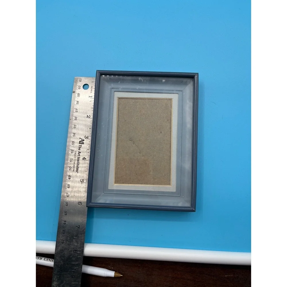 Blue 5x7‎ Picture Frame Double Mat Deep Tabletop Photo Display Small Opening